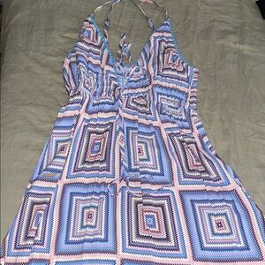 Geometric Patterned Halter Dress